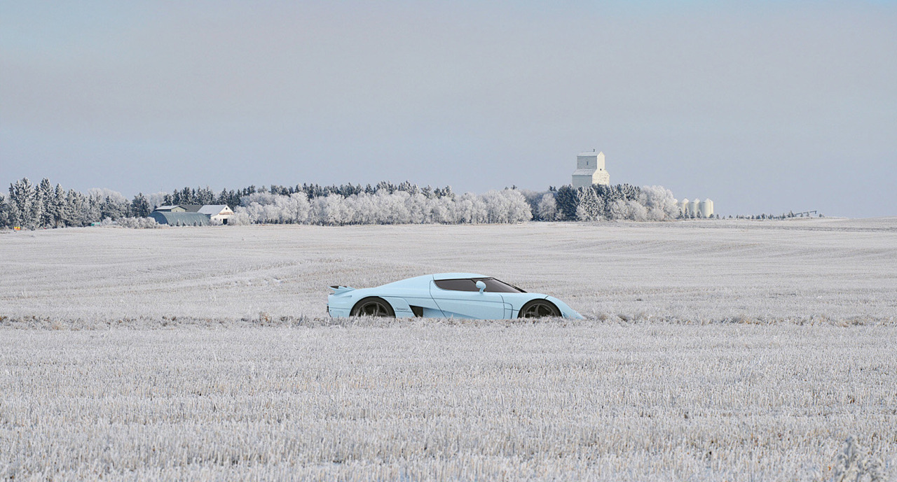 Snowy Field Lamborghini Landscape