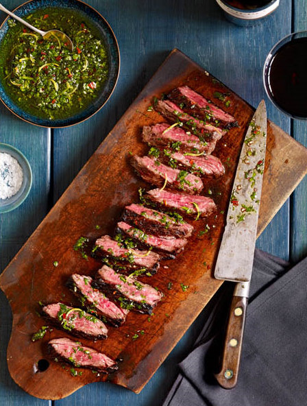 Grilled Steak With Chimichurri Sauce Food Photography