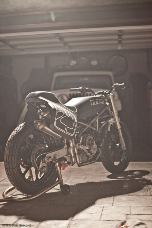 Ducati Superbike In Dimly Lit Garage