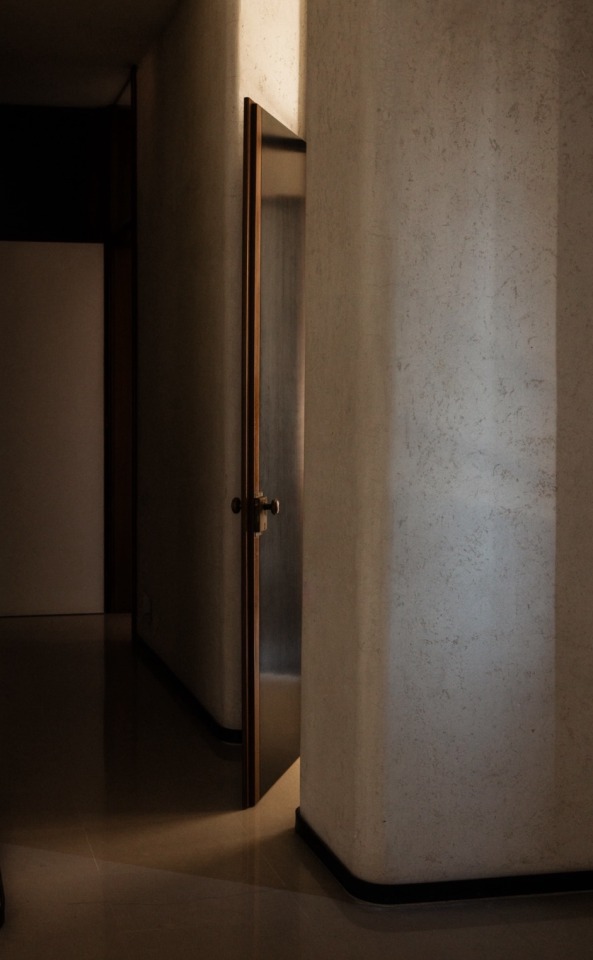 Interior Doorway Marble Wall Dark Lighting