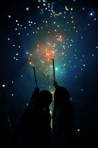 Sparklers Illuminated Backyard Night Photography