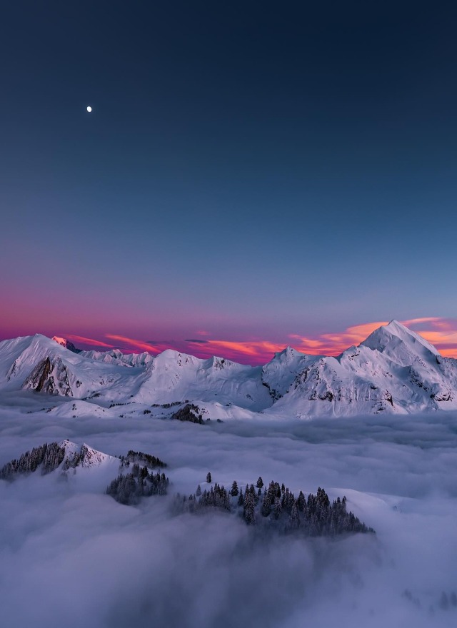 Snowy Mountain Peaks Landscape Aerial View