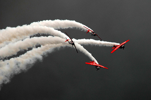Aerial Acrobatic Jet Formation Smoke Trail