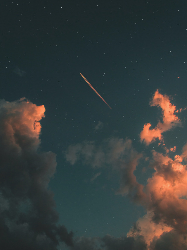 Night Sky Clouds Meteor Shooting Star Comet