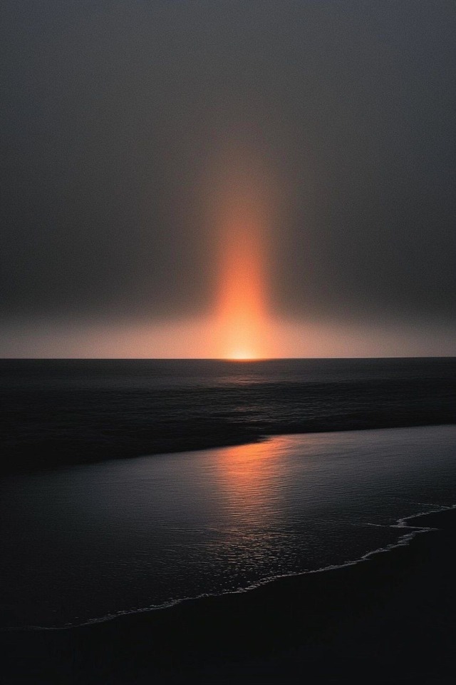 Ocean Sunset Dark Sky Reflection Waves