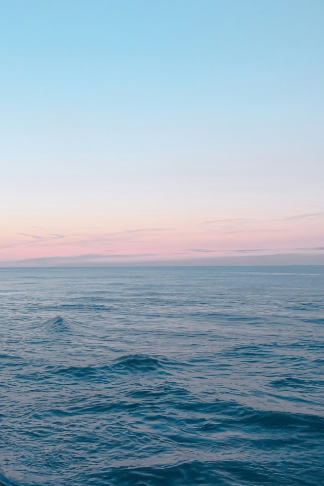 Ocean Waves Pink Blue Sky Sunset