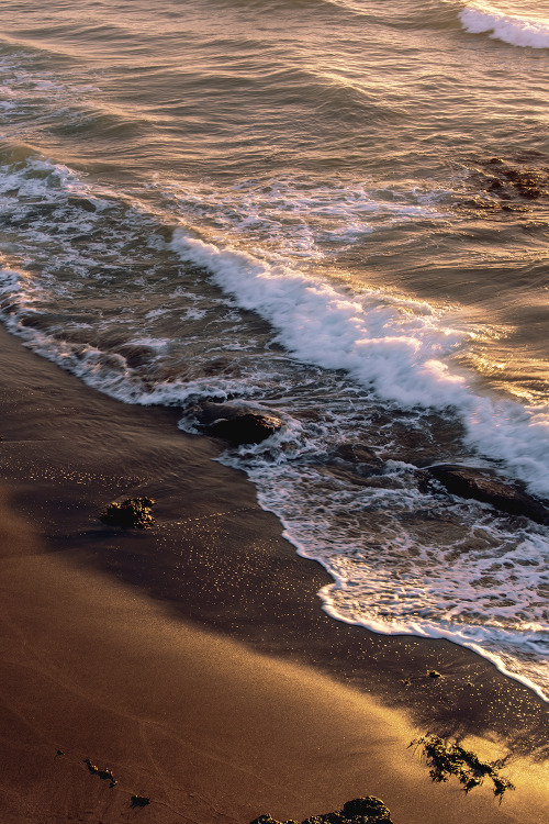 Ocean Waves Sunset Beach Rocks