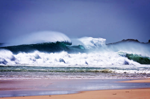 Powerful Waves Crash On Secluded Beach