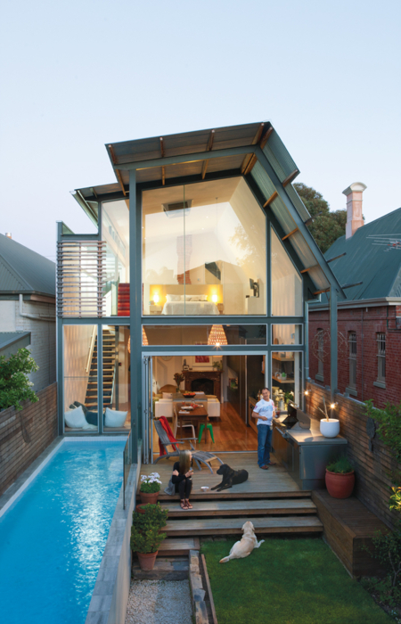 Modern Glass House With Pool Urban Landscape
