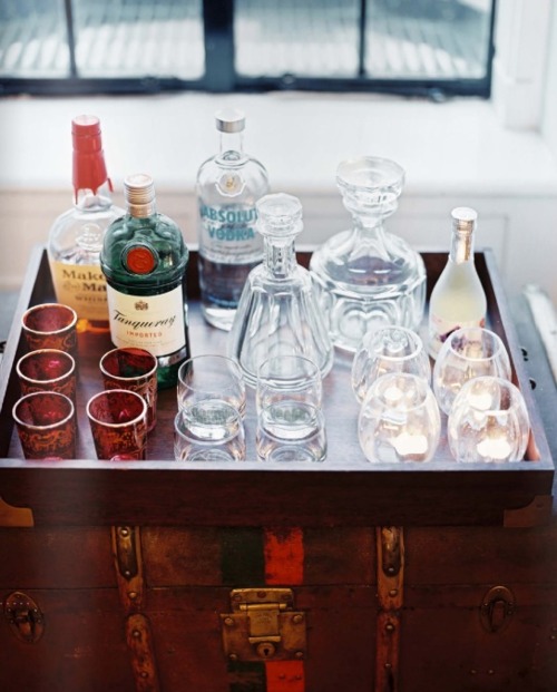 Vintage Liquor Cabinet Interior Still Life