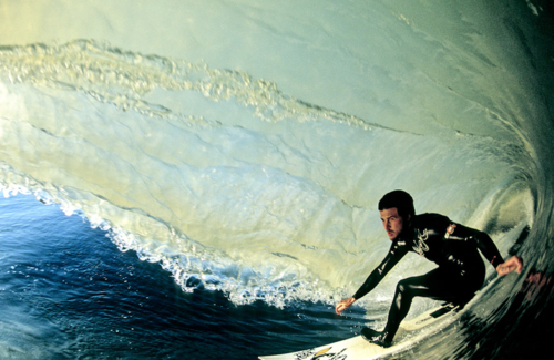 Surfer In Crashing Ocean Wave Seascape