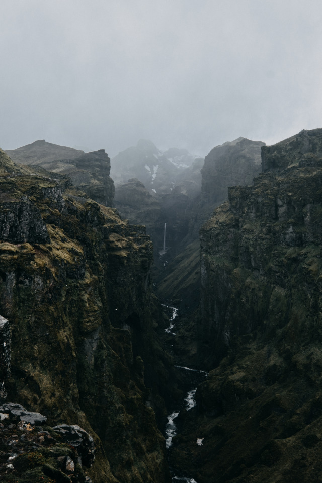 Foggy Mountain Stream Landscape Photograph