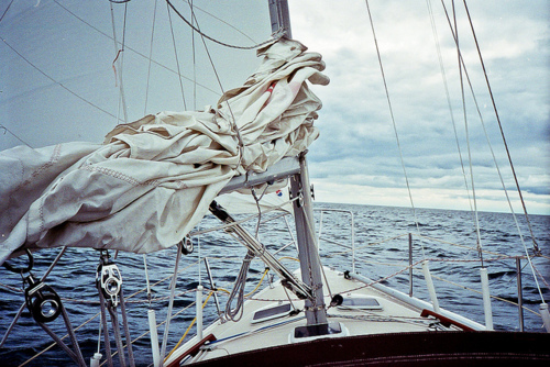 Stormy Boat At Sea Landscape Photography