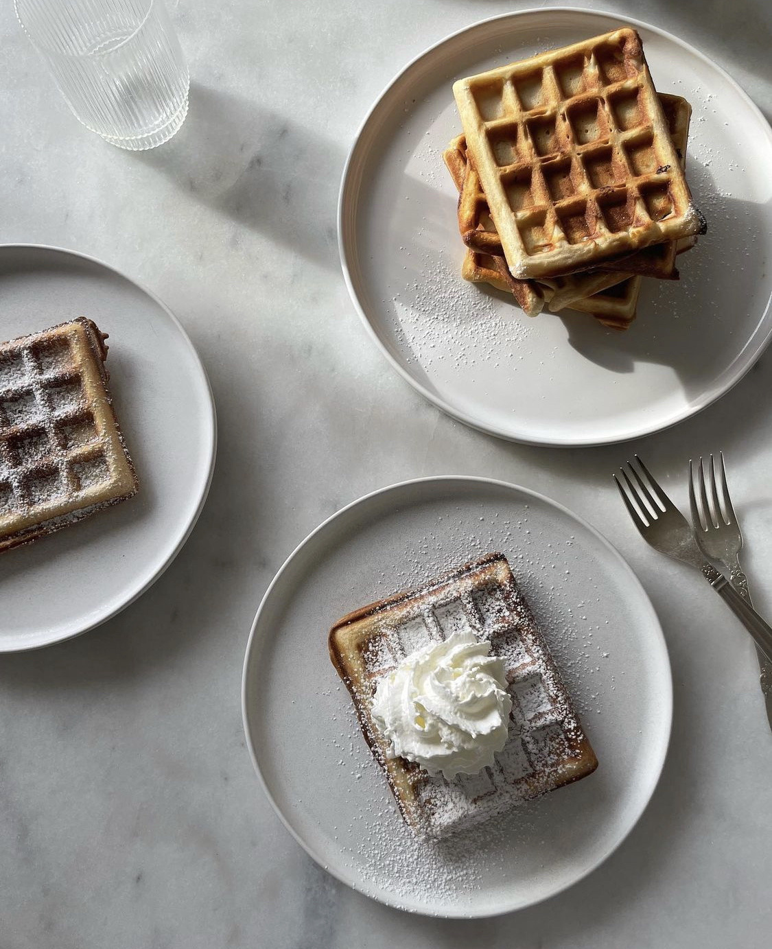 Waffles And Whipped Cream Food Still Life