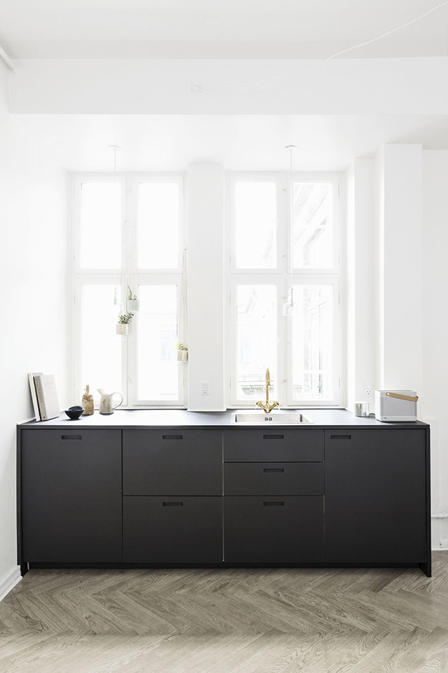 Black Minimalist Kitchen Interior Photography