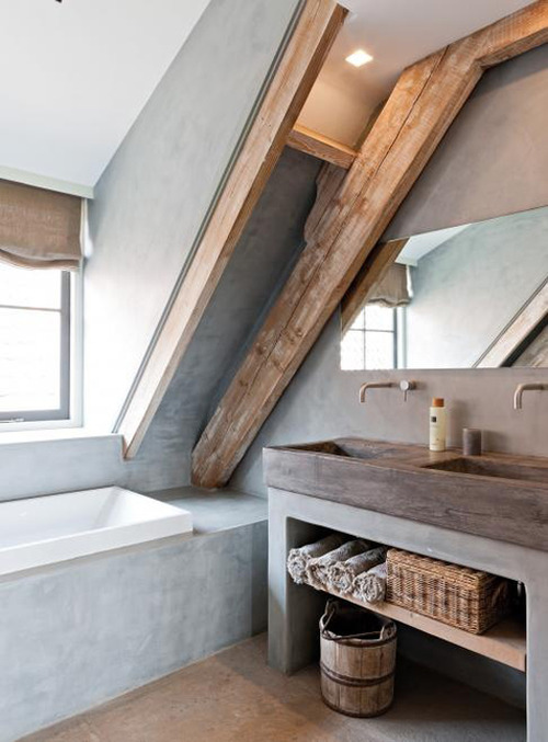 Rustic Attic Bathroom Interior Photos
