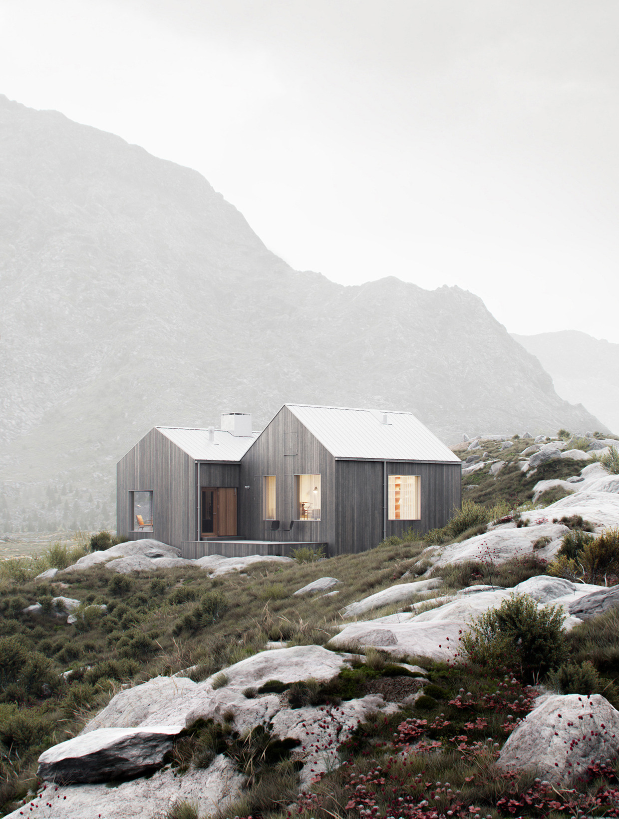 Rustic Mountain Cabin Landscape Photography