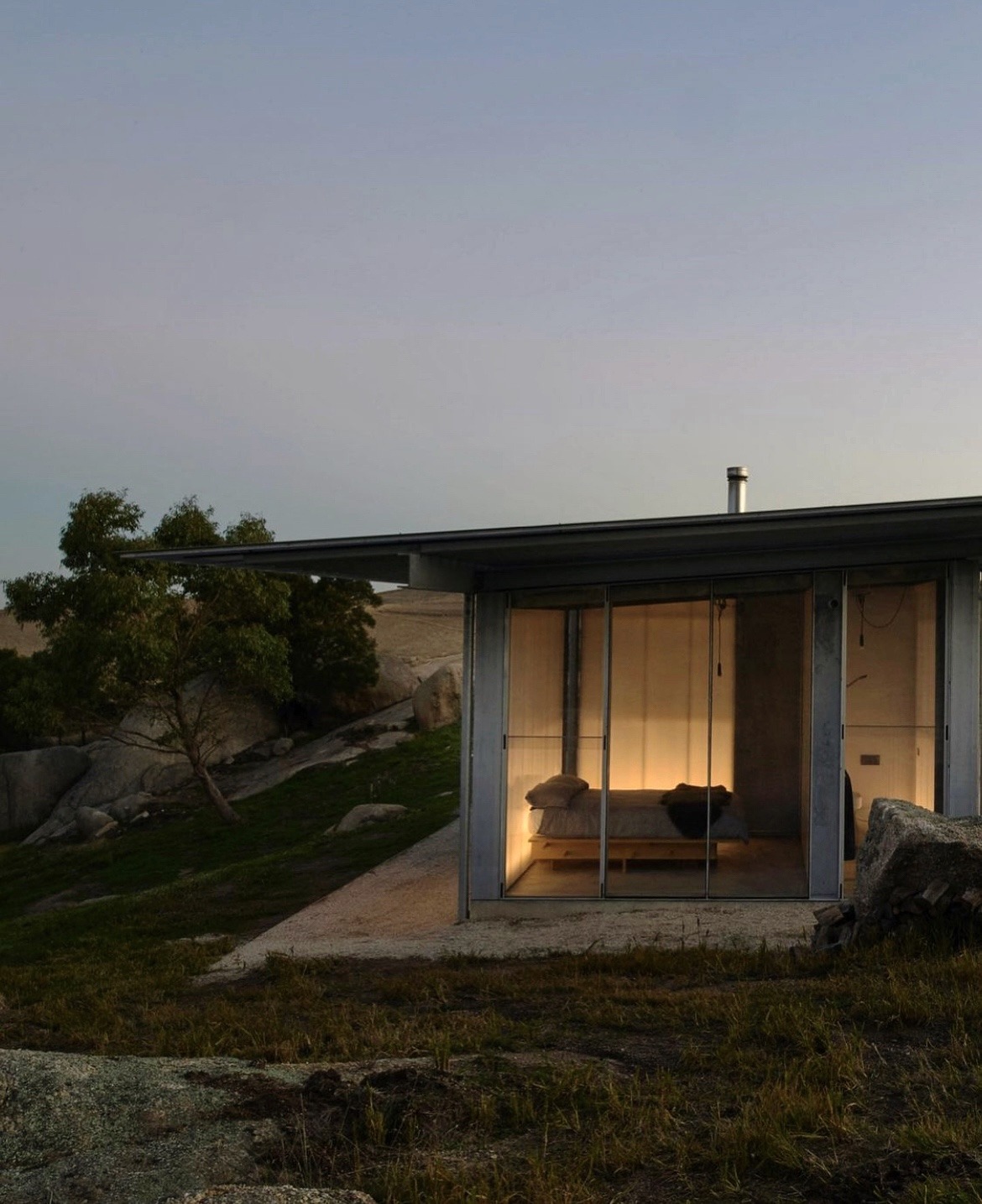 Minimalist Desert Retreat Glass Walls