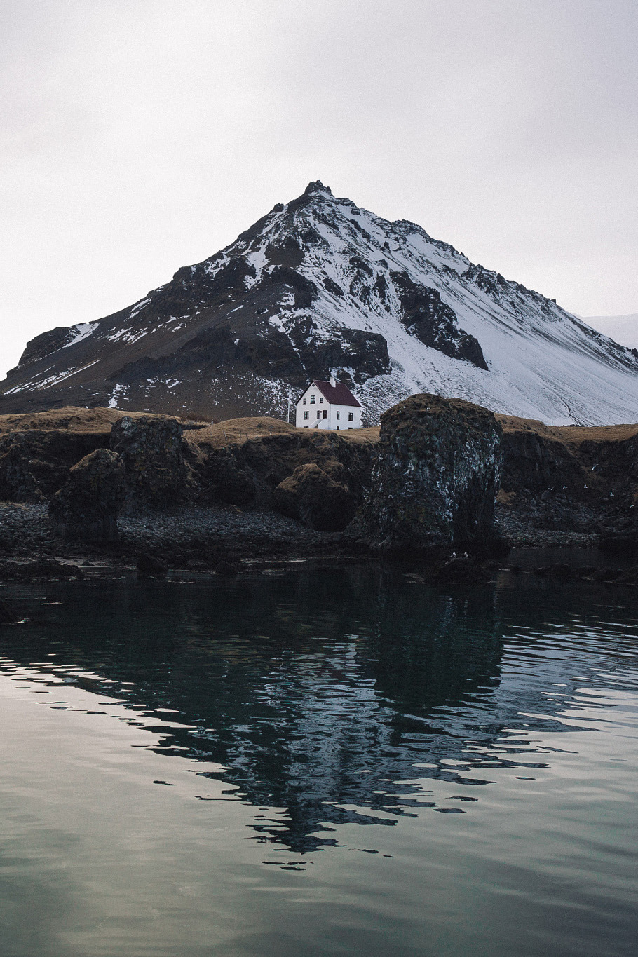 Snowy Mountain Cottage Landscape Photography