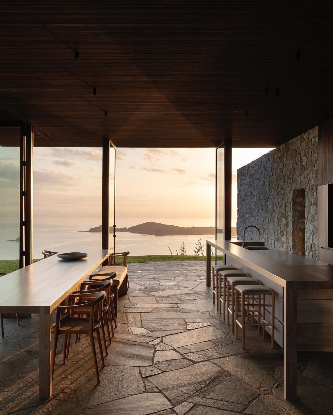 Rustic Glass Pavilion Aegean Sea Landscape