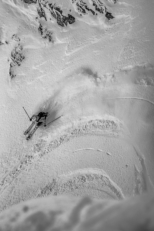 Aerial Helicopter View Of Alpine Snowy Trail