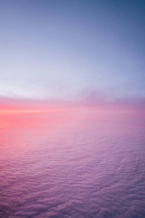 Aerial Sunset Landscape With Pink Clouds