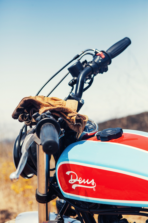 Vintage Motorcycle Desert Landscape Ride