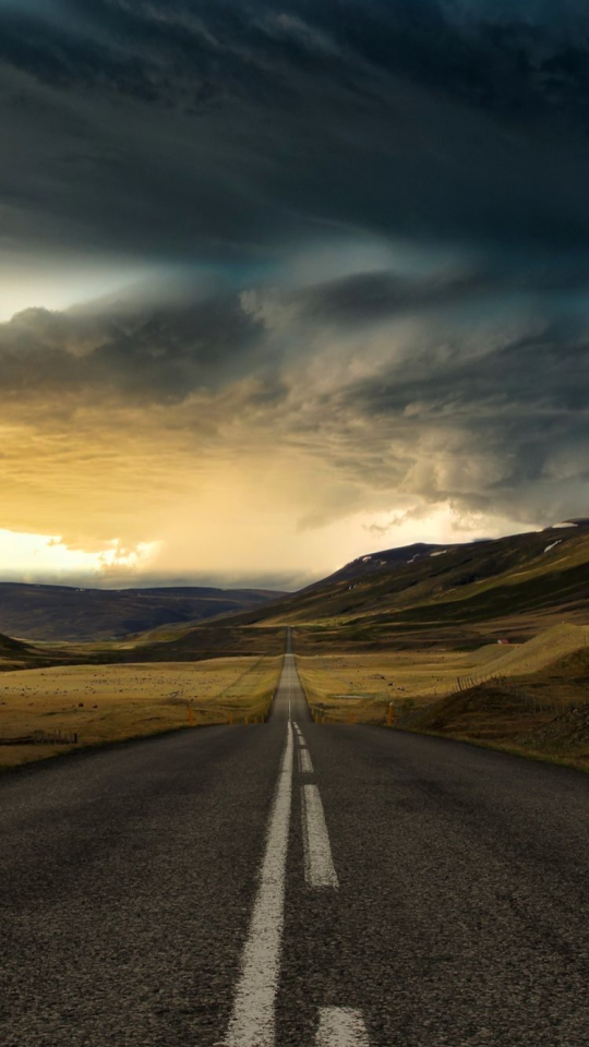 Storm Dark Clouds Road Mountain Landscape