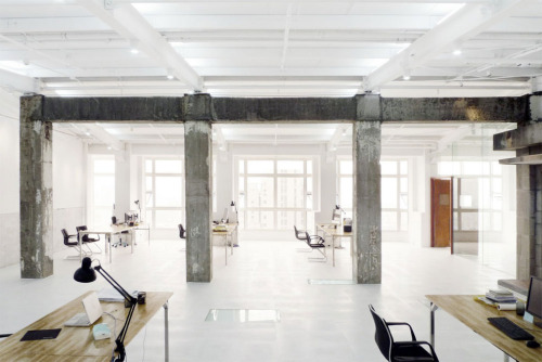 Loft Workspace Interior Sunlit Landscape