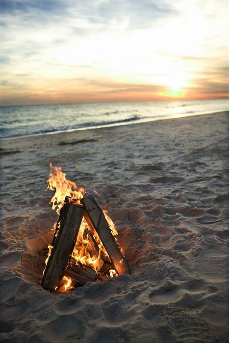 Sunset Beach Bonfire Landscape