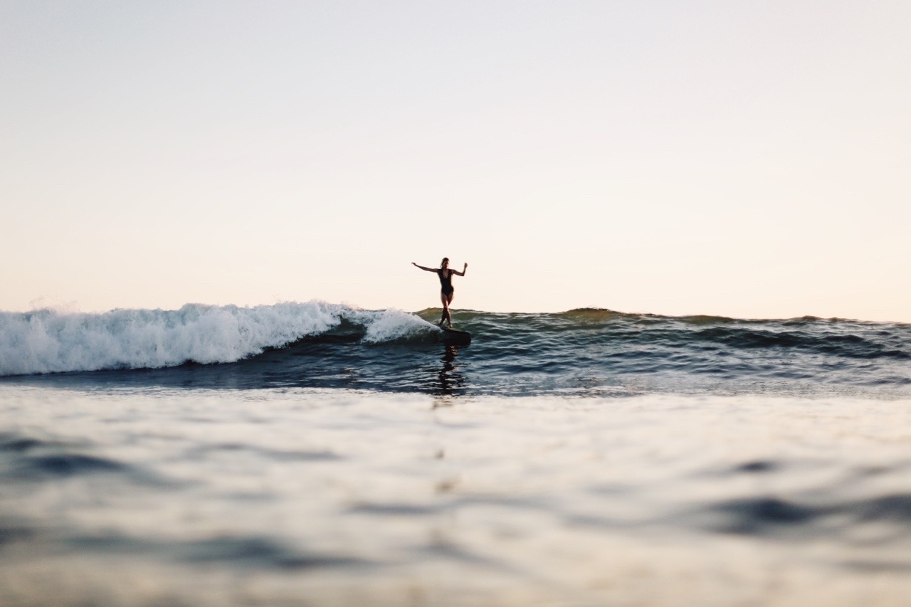 Surfer Riding Ocean Waves Landscape Photography