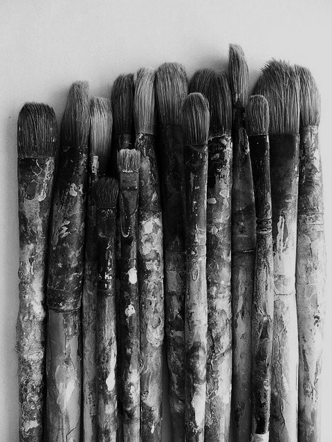 Weathered Artists Brushes Still Life