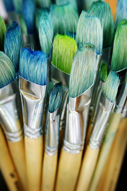 Vibrant Paint Brushes Art Studio
