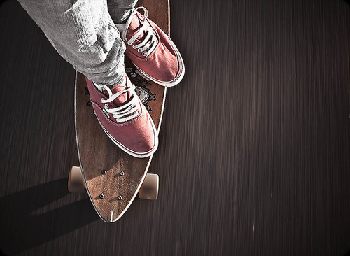 Skateboard Collection And Sneakers Still Life