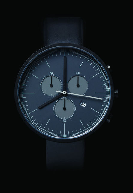 Navy Chronograph Watch Close-up Shot