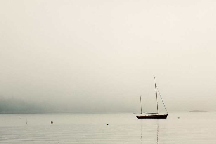 Misty Sailboat Landscape Photography