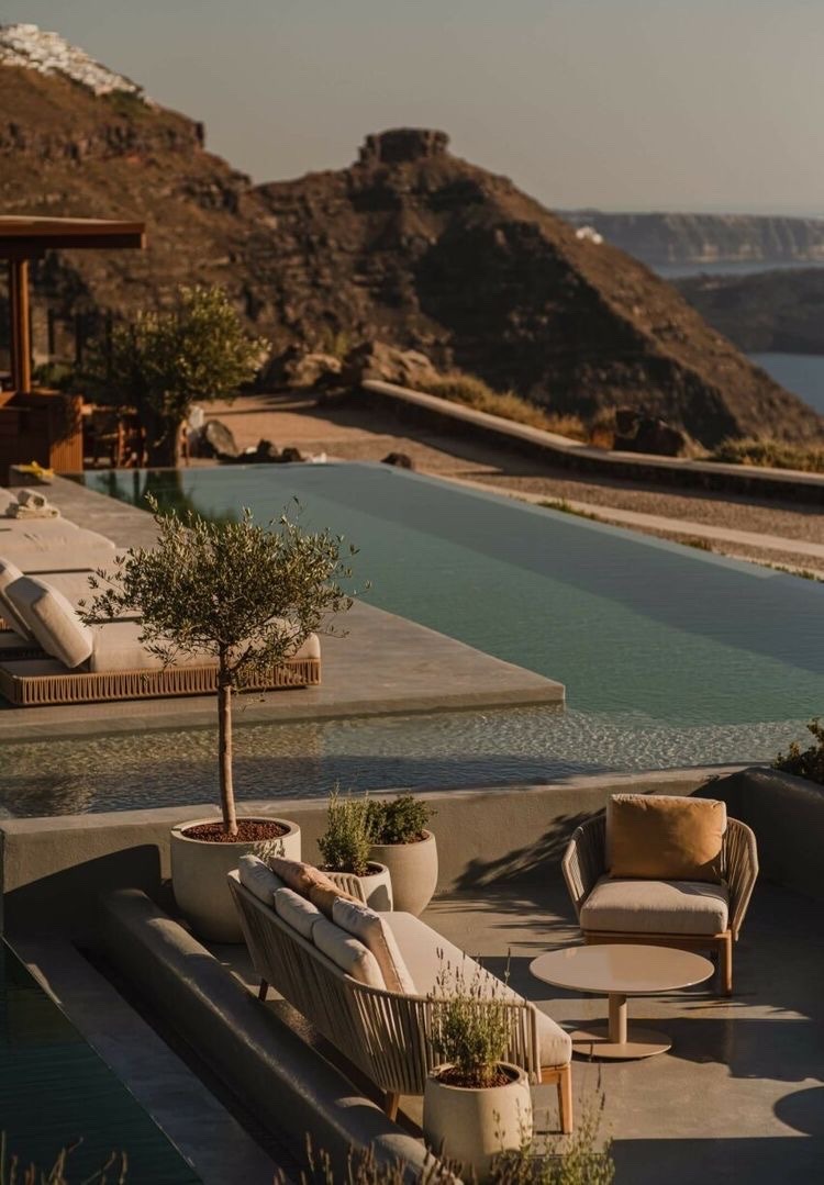 Greek Infinity Pool Overlooking Aegean Landscape