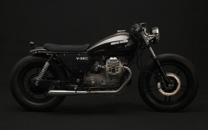 Classic Black Moto Guzzi V35c Motorcycle