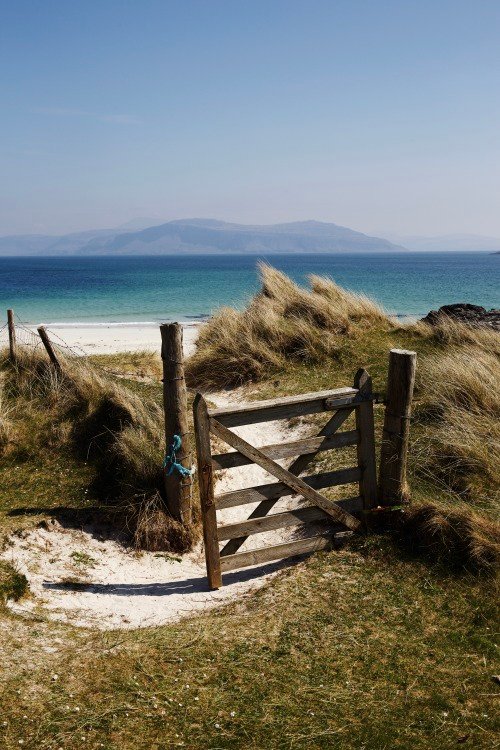 Wooden Gate Sandy Path Beach Dunes Ocean View