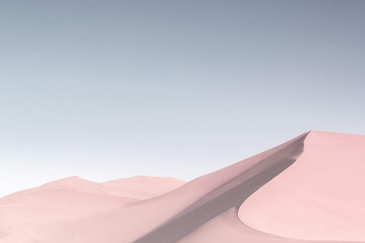 Pink Sand Dunes Sharp Ridge Desert Landscape