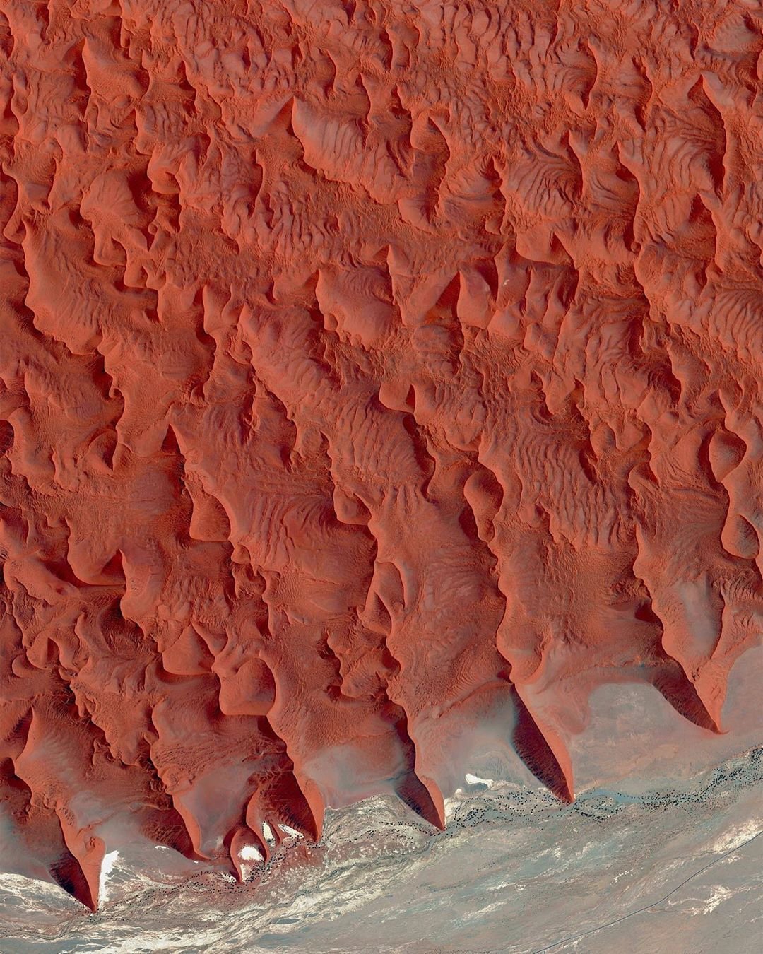 Red Sand Dunes Aerial View Desert Landscape