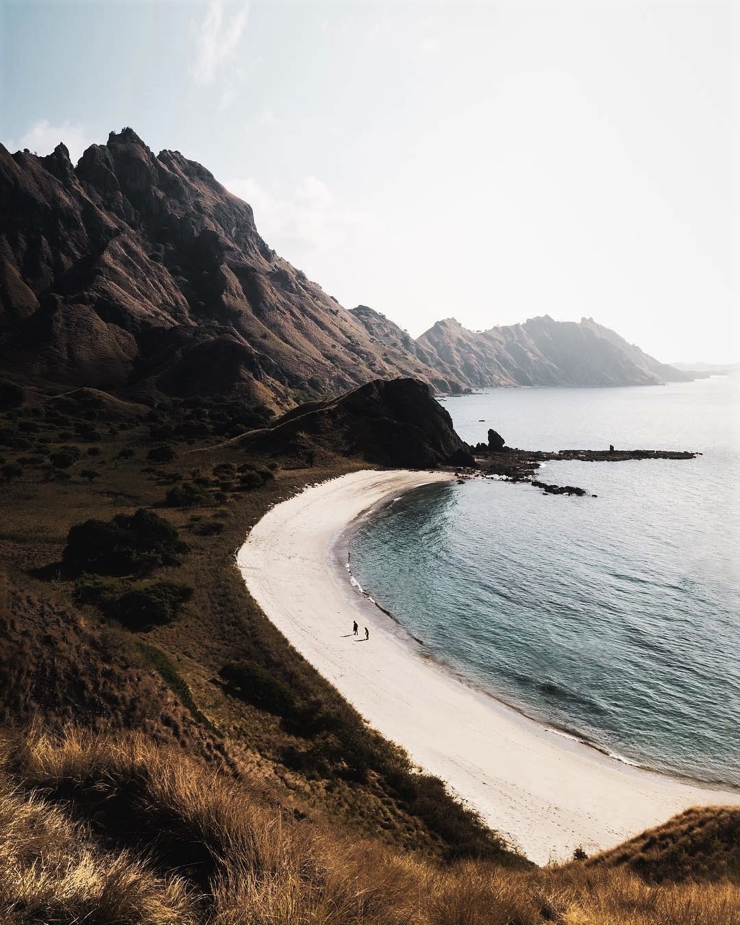 White Sand Beach Turquoise Water Rocky Mountains Coastline