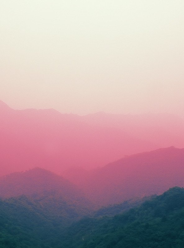 Pink Purple Mountain Layers Sunset Gradient Sky Landscape