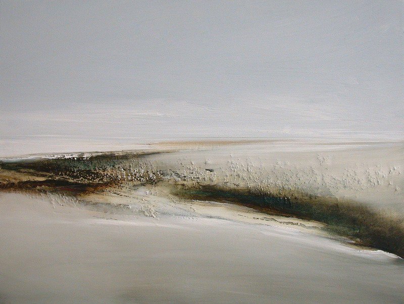 Abstract Coastal Landscape White Sand Gray Sky Minimalist