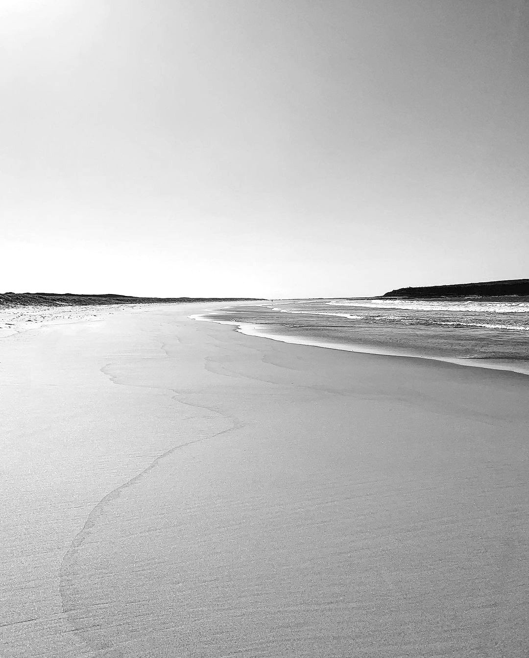 Black And White Sandy Beach Coastline Ocean Waves