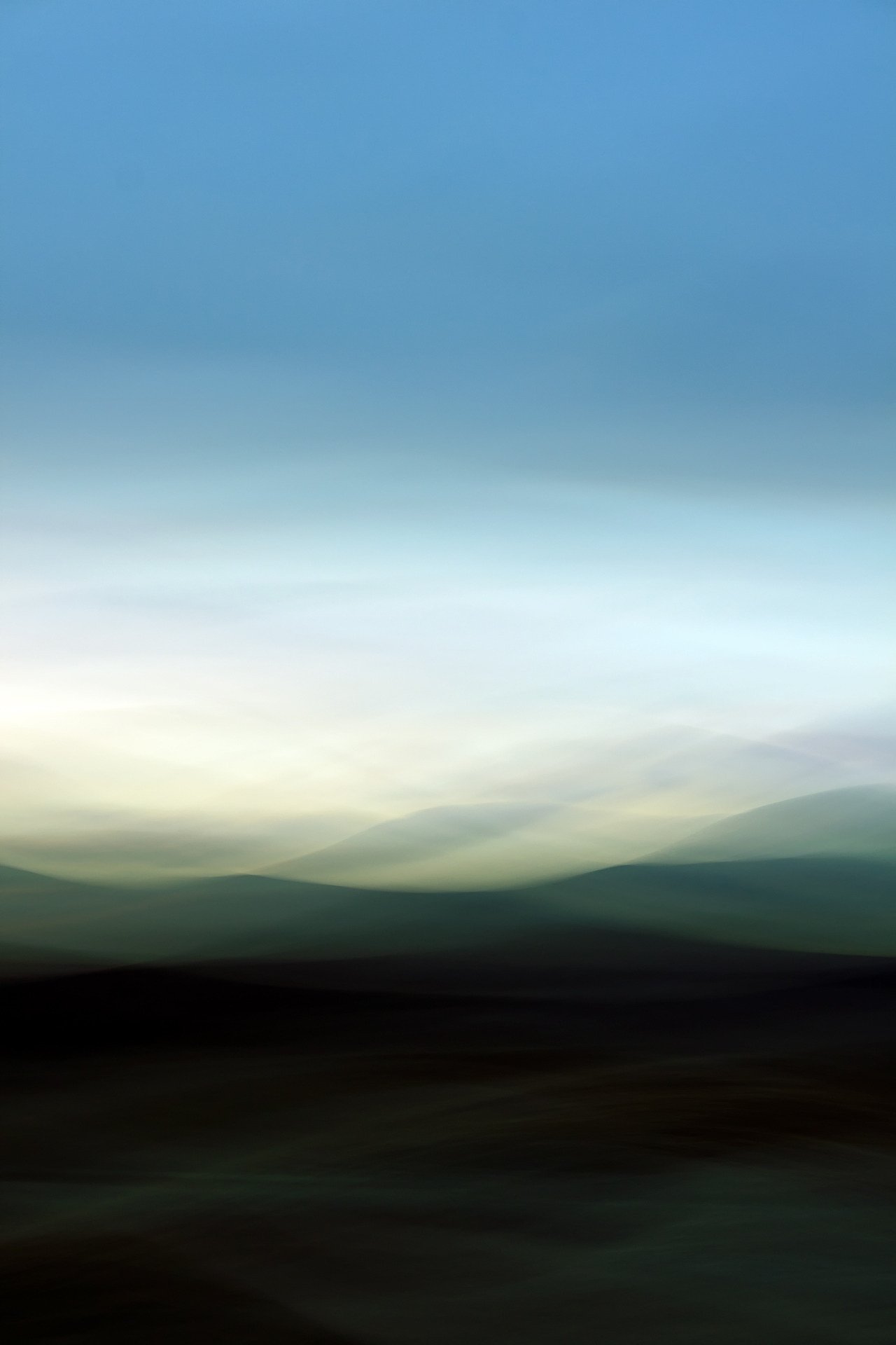 Blurred Motion Mountain Landscape Blue Sky Horizon