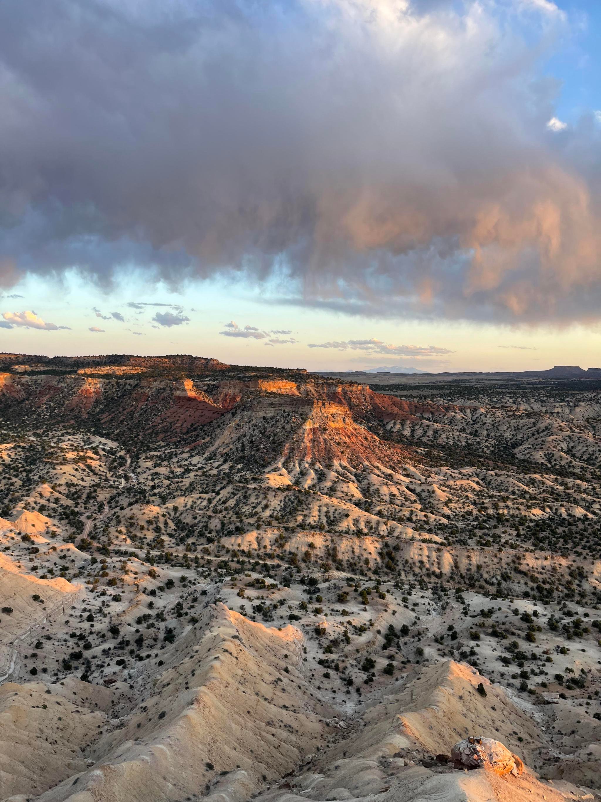 Desert Canyon Landscape Sunset Golden Light Storm Clouds