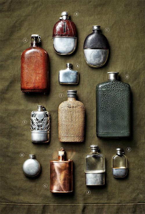 Vintage Glass Flask Collection Still Life