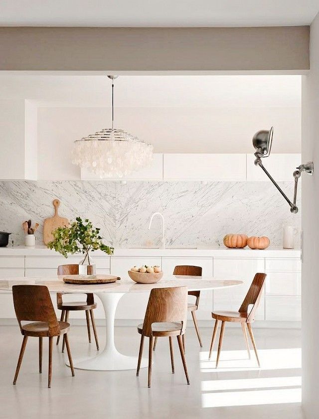 Elegant Marble Kitchen Dining Space