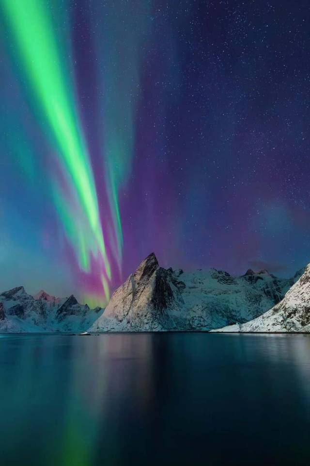 Frozen Norwegian Fjord Landscape Nightscape